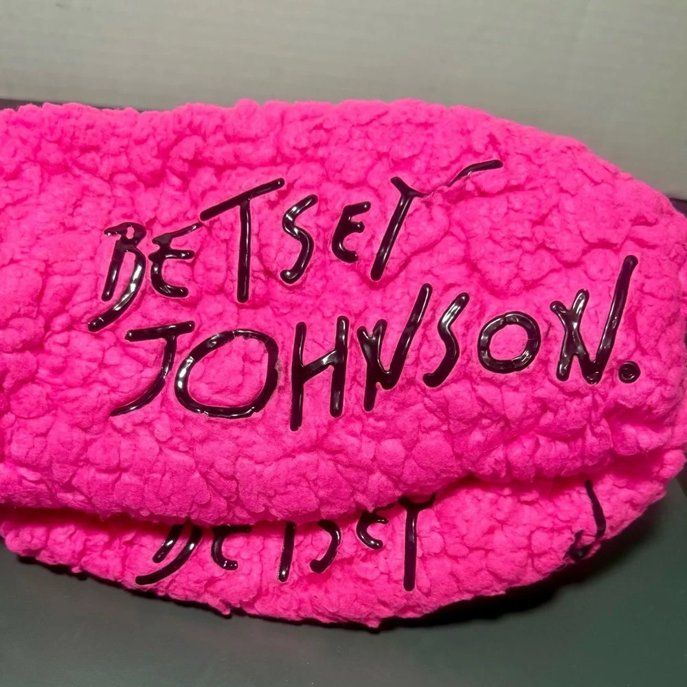 BETSEY JOHNSON Pink Fuzzy Sock with Sequin Bow